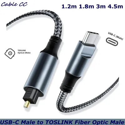 USB C auf Toslink digitales optisches Audiokabel 6 Fuß, USB 2.0-Stecker auf SPDIF-Anschluss, männlicher Glasfaseradapter, geflochten für TV/Soundbar,