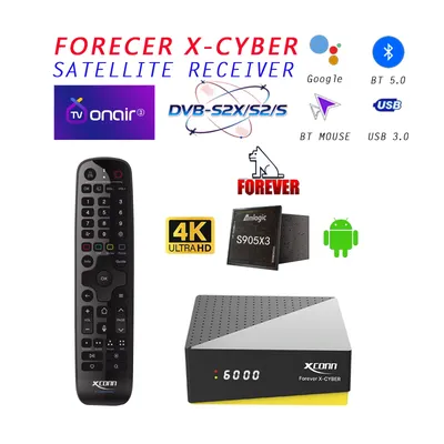 XCONN FOREVER X-CYBER 4K TV-Box Super Box Android Box ACECONN X4GB 32GB Dual-WLAN Fernbedienung (BT, Hintergrundbeleuchtung, Suche, Lernen)