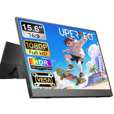 UPERFECT 15,6 Zoll tragbarer Gaming Monitor 1920x1080P Erweitern Sie das zweite Display IPS Slim LCD Panel HDR FREESYNC VESA USBC Mini HDMI Mobile Display Laptop MacBook Phone PS5 Xbox Switch