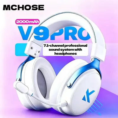 MCHOSE V9 Pro Gaming Wireless Headset7.1 Surround Sound Kopfhörer Noise Cancelling Mic Low Latency Lightweight für PS5 PC SWITCH