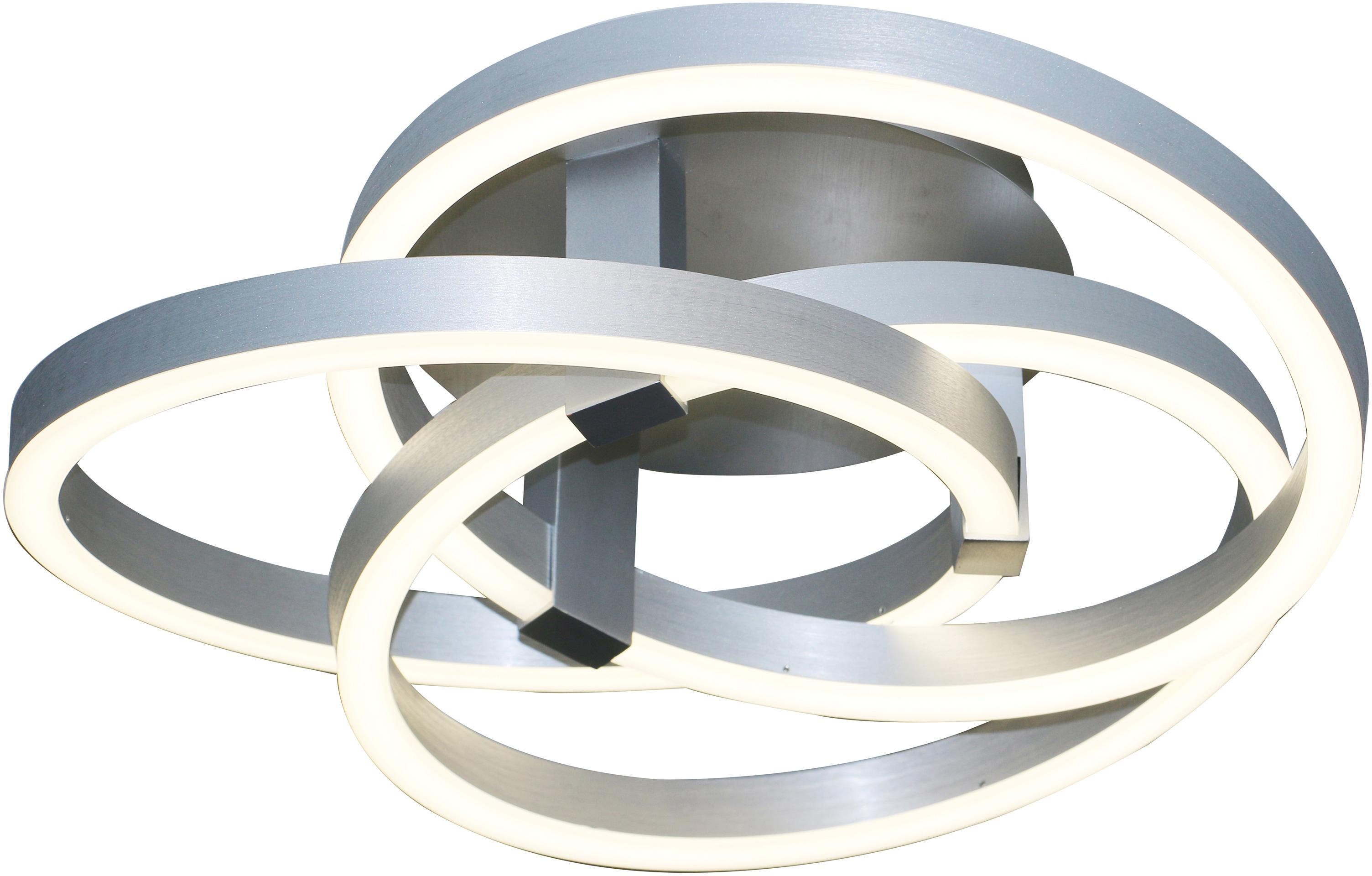 NÄVE LED Deckenleuchte "Divora", grau (aluminiumfarben), 1, Ø 55cm H: 18cm, 1 Stk., Leuchten, dimmbar, CCT, Nachlicht- u. Memoryfunktion, App oder Fernbedienung, LED Deckenleuchte