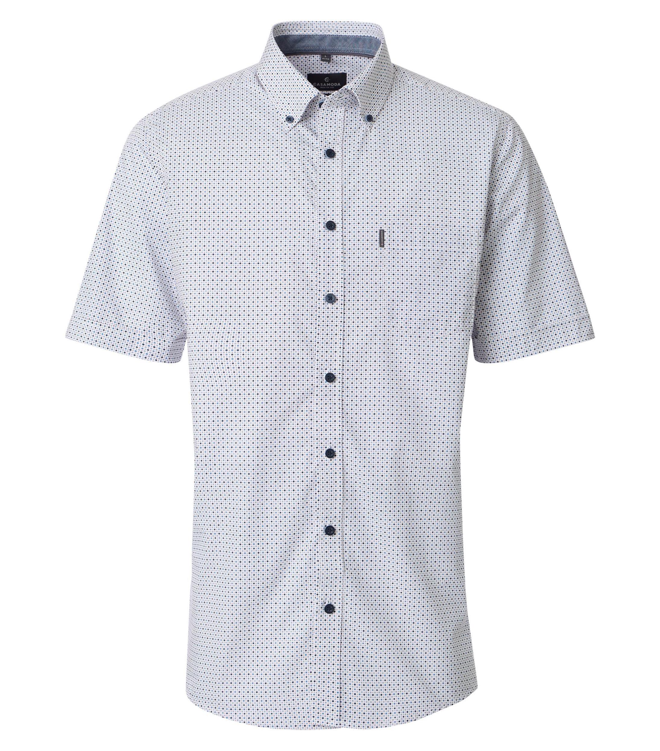 Kurzarmhemd CASAMODA "CASAMODA Freizeithemd Kurzarm Print", Herren, Gr. XL, Normalgrößen, blau, 100% Baumwolle, bedruckt, comfort fit, Hemden