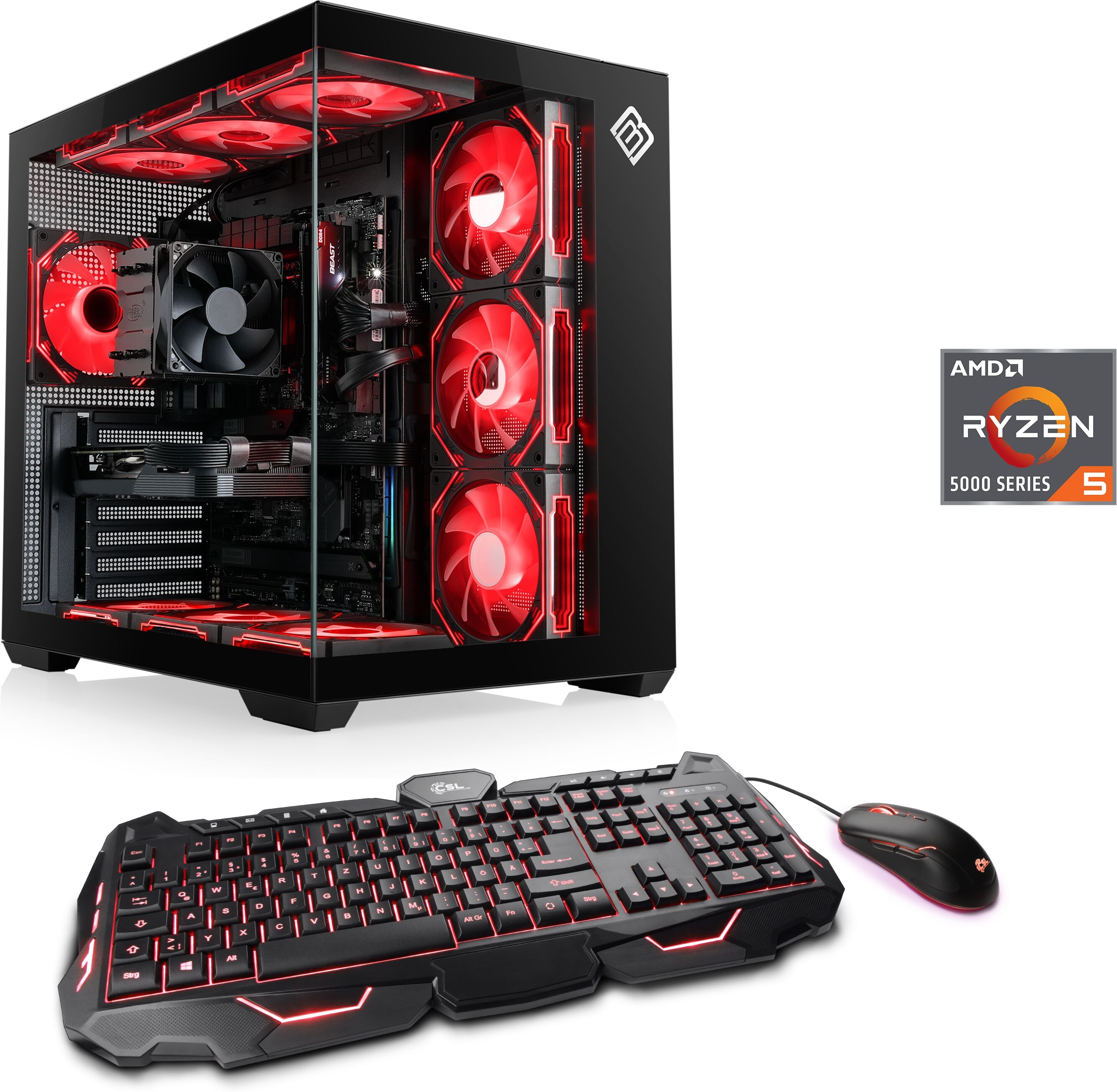CSL PC "Vitrum Advanced V24480", schwarz, Microsoft Windows 11 Home (64 Bit), 32 GB RAM 1.000 GB SSD, Desktop-PCs, PC
