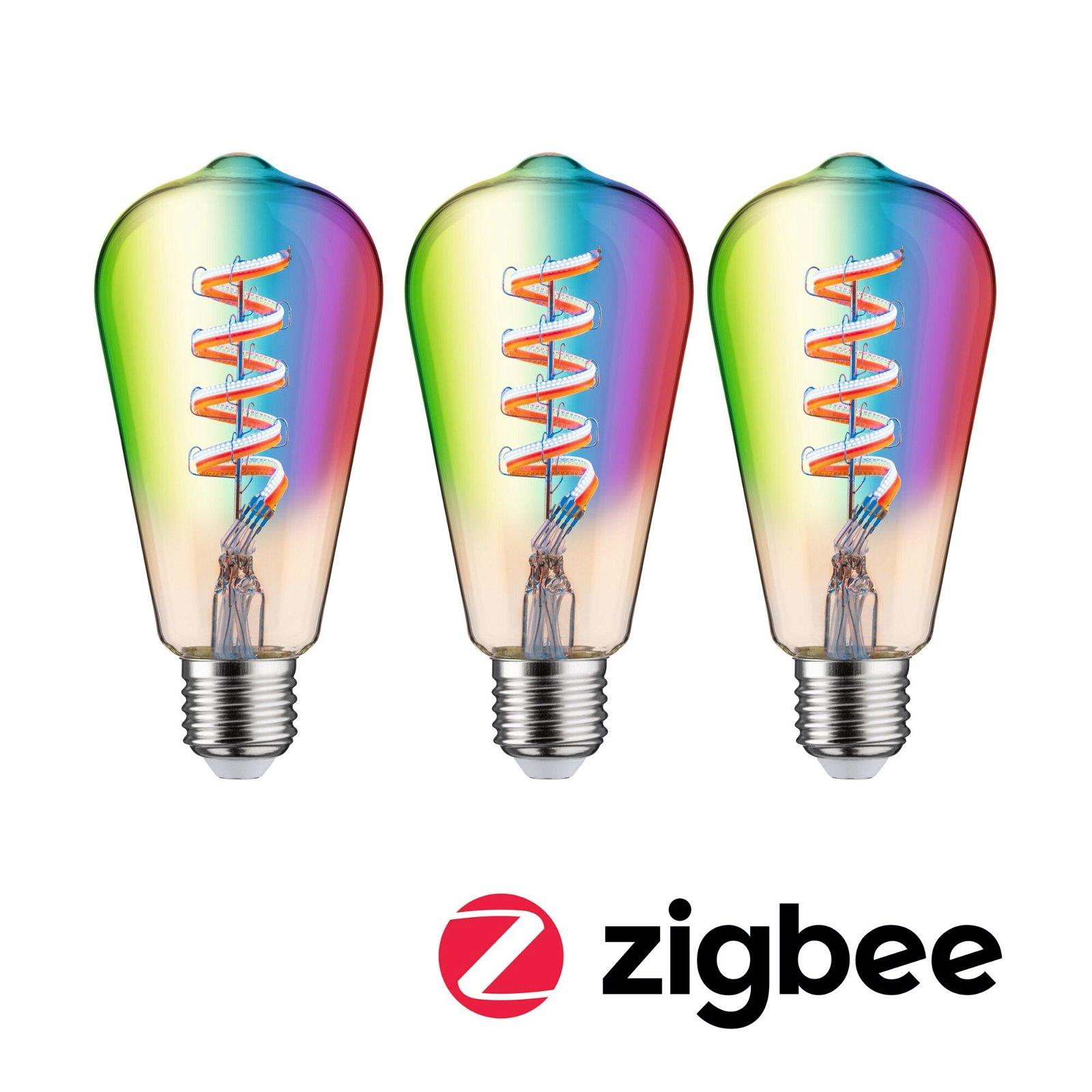 PAULMANN LED-Leuchtmittel "Smart Filament 3er-Pack ST64 470lm 2200K-6500K gold 230V", Energieeffizienz: G (A-G), gold (goldfarben), L:14cm Ø:6,4cm, Leuchtmittel