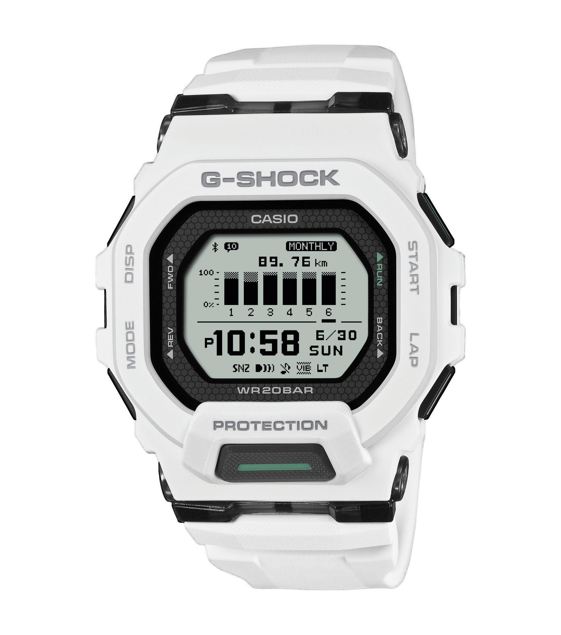 Smartwatch CASIO G-SHOCK "GBD-200", weißschwarz, weiß, Smartwatches, Herren, Smartwatch, Quarzuhr, Armbanduhr, Herrenuhr, Training Planner, Training Log
