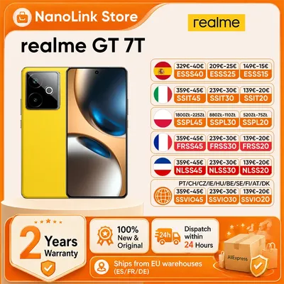realme GT 7T Smartphone 5G MediaTek 8400-MAX 7000mAh Titan-Akku 120W Ultra-Ladung 6,8'' 120Hz Display EU-Version NFC