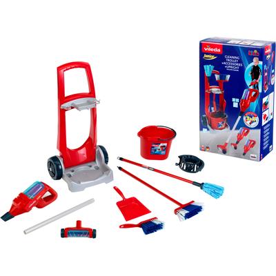 Kinder-Besenwagen KLEIN "Vileda", rot (rot, blau), Spielzeug-Haushaltsgeräte, KinderB:29cm H:60cm T:24cm, Kunststoff, mit Staubsauger; Made in Germany, B:29cm H:60cm T:24cm