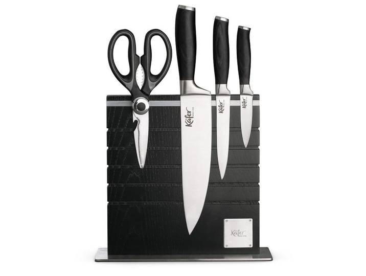 Käfer Messerblock, Schwarz, 5-teilig, Kochen, Küchenmesser, Messersets