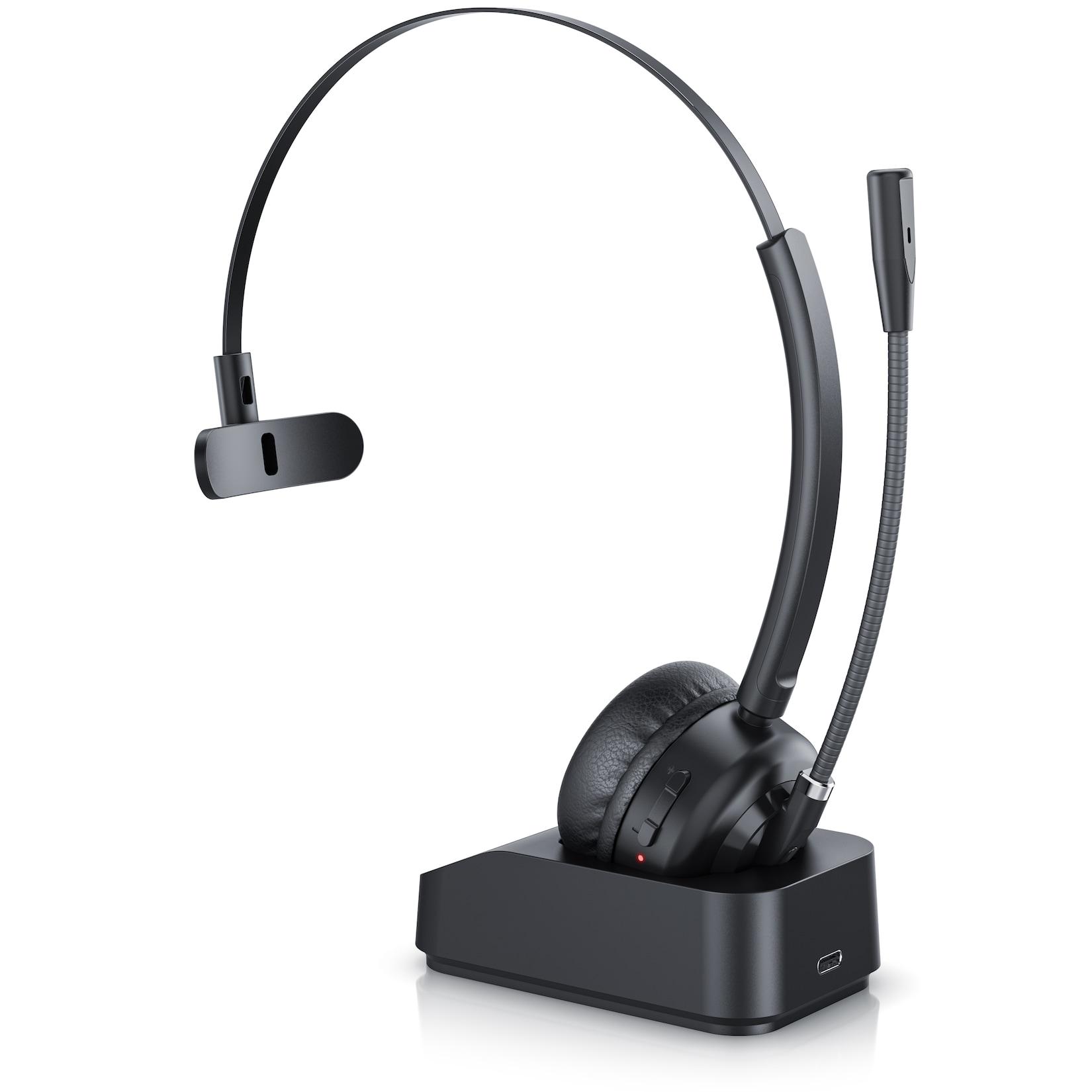 CSL Bluetooth Headset BT 5.3, Mikrofon, Noise Cancelling, Multipoint, mit Ladestation, kabellos, für Smartphone & PC