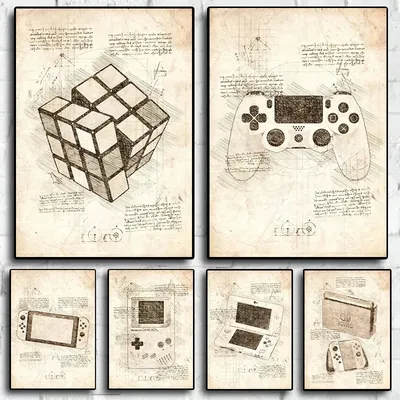 Pop Vintage Skizze Videospiel Griff VR Gaming Poster Wand Kunst Bilder Leinwand Malerei Gamer Zimmer Home Decor