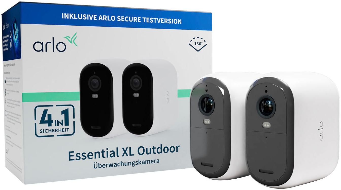 ARLO Smart Home Kamera "ESSENTIAL 2 XL FHD Outdoor Camera 2er-Pack", schwarz-weiß (weiß, schwarz), B:5,72cm H:9,65cm T:8,25cm, Überwachungskameras