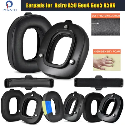 Poyatu Ohrpolster für Logitech Astro A50 Gen4 Gen5 A50x Gaming Headset Stirnband Ohrpolster Kissen Ohrenschützer