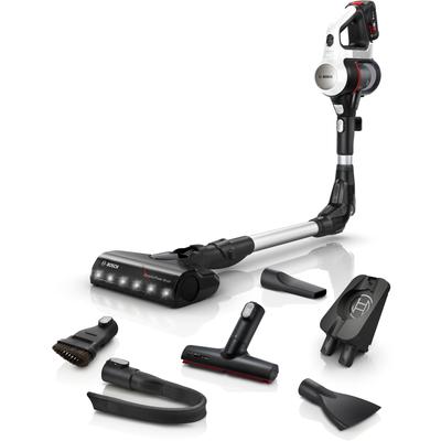 BOSCH Akku-Stielstaubsauger "Unlimited 7 BSS711W, Knickrohr, Hygiene-Filter, 10 J. Motorgarantie", bunt (weiß, silberfarben), Akkusauger, LED-Licht, hohe Saugkraft, lange Laufzeit, XXL-Polsterdüse, weiß