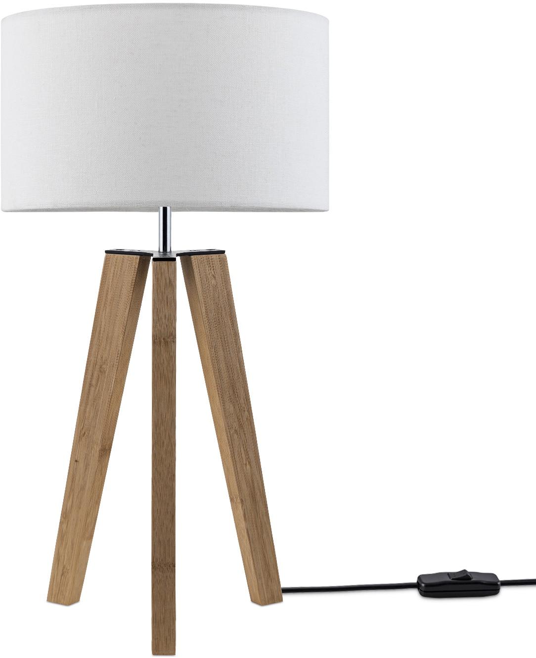 PACO HOME Tischleuchte "Canvas uni Color", braun (holzfarben), 1, Ø 28cm H: 53cm, Leuchten, Stehlampe Vintage Fuß LED Lampe Wohnzimmer Skandinavischer Stil E27, Tischleuchte