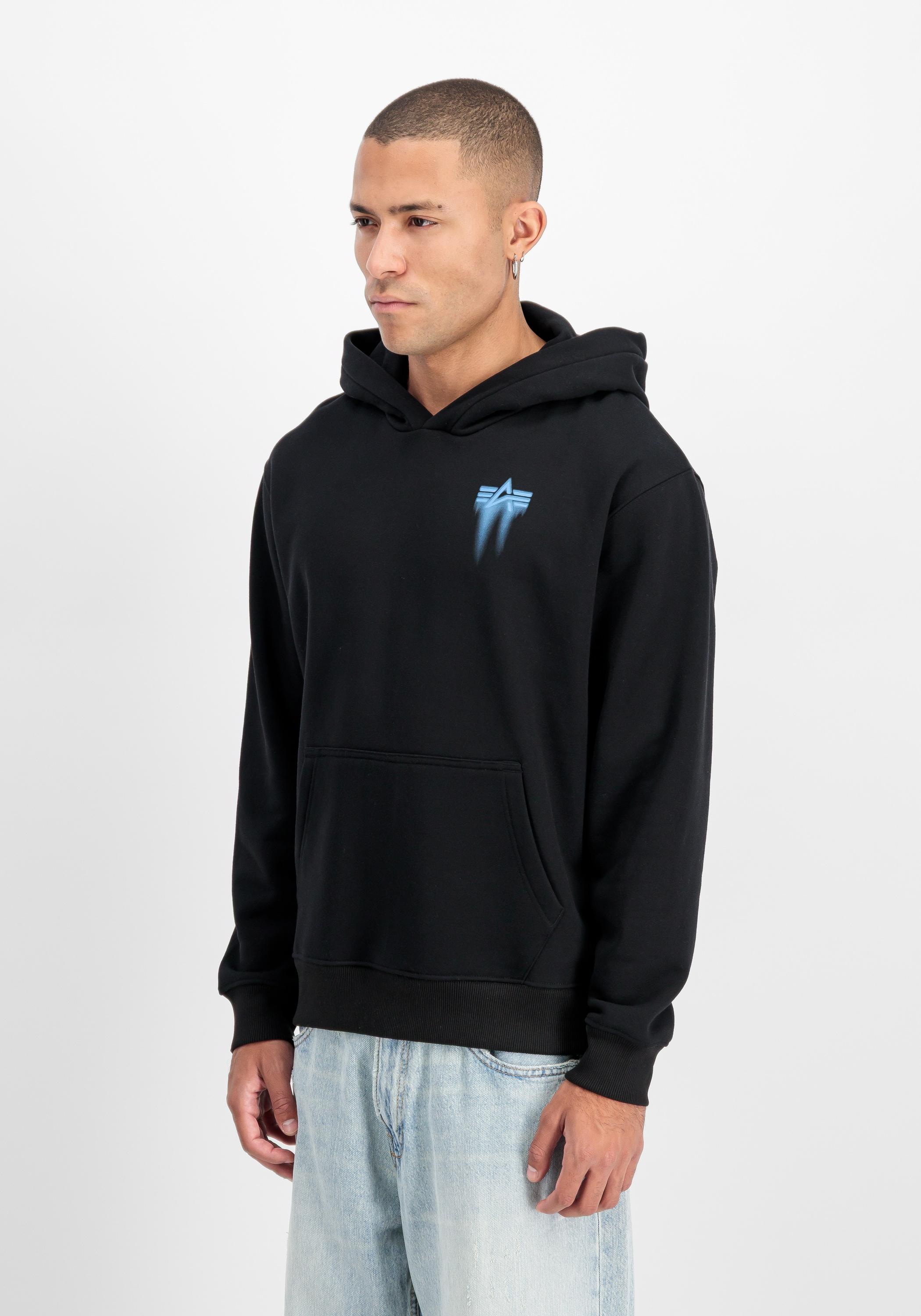 Hoodie ALPHA INDUSTRIES "Spray Print Hoodie", Herren, Gr. 3XL, schwarz, Obermaterial: 80% Baumwolle, 20% Polyester, regular fit, Sweatshirts Hoodie