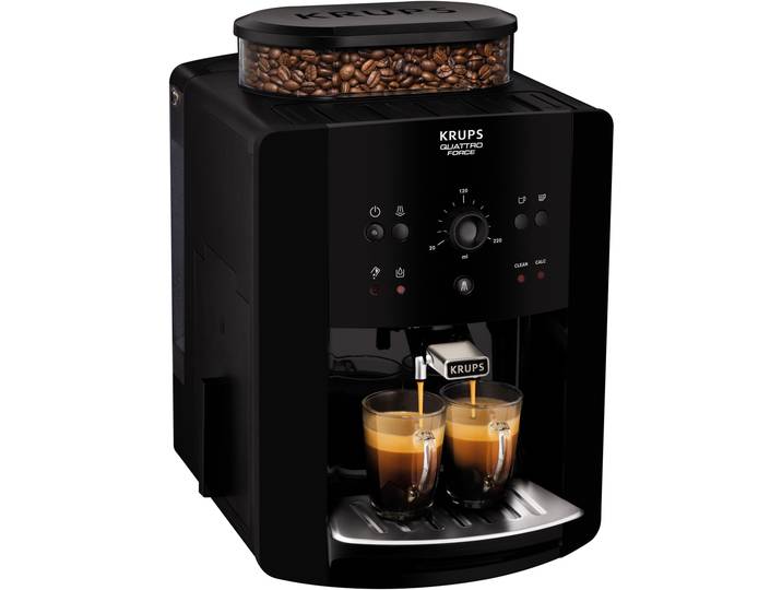 KRUPS Kaffeevollautomat EA8110 Arabica Quattro Force , schwarz, B:28,7cm H:40cm T:38,1cm, Kaffeevollautomaten, 1450 Watt, Wassertankkapazität: 1,8 Liter, Pumpendruck: 15 bar, Kaffeevollautomat
