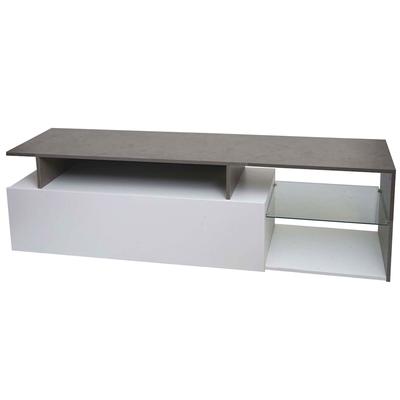 Décoshop26 - TV-Möbel mit zwei großen Staufächern mit Türen 47 x 170 x 40 cm weiße MDF-Platte in Betonoptik 04_0007856
