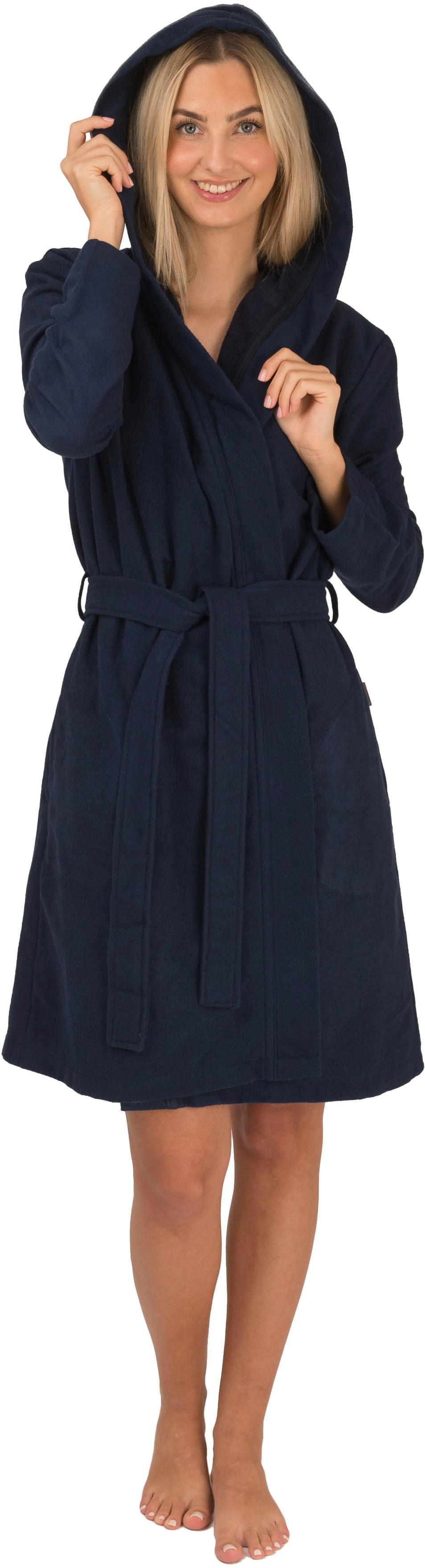 Unisex-Bademantel WEWO FASHION "3900, ideal für Sauna & Spa, Hotelbademantel, Morgenmantel" Gr. XXL, blau (navy), L:100cm, Polycotton, Hausmäntel, leicht & saugfähig
