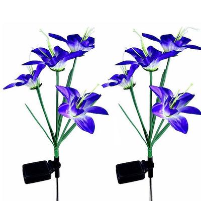 2er-Packung bunte, solarbetriebene Lilien-Gartenleuchten mit Farbverlauf, LED, wasserdicht, für Terrasse, Garten, Hof, Rasen oder Terrasse