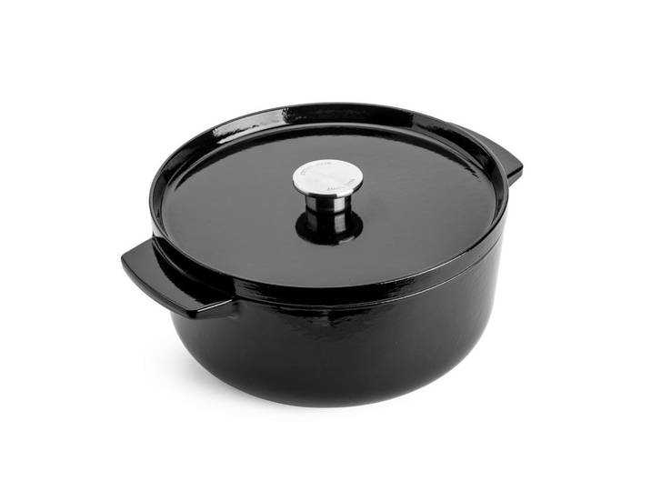 KitchenAid Bräter Cast Iron, Creme, Schwarz, Metall, 5.2 L, rund, hitzebeständige Griffe, Kochen, Töpfe, Bräter