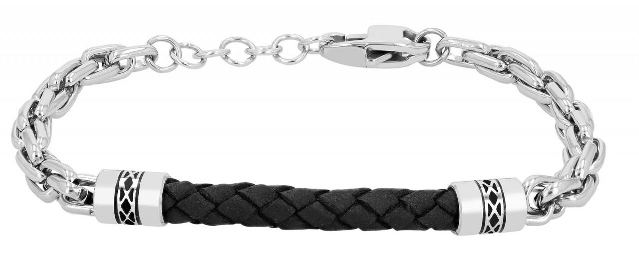 Edelstahlarmband ADELIA´S "Herren Armband aus Edelstahl" Gr. 19, silber schwarz, Armbänder, Herren, 19, Edelstahl, Edelstahlarmband