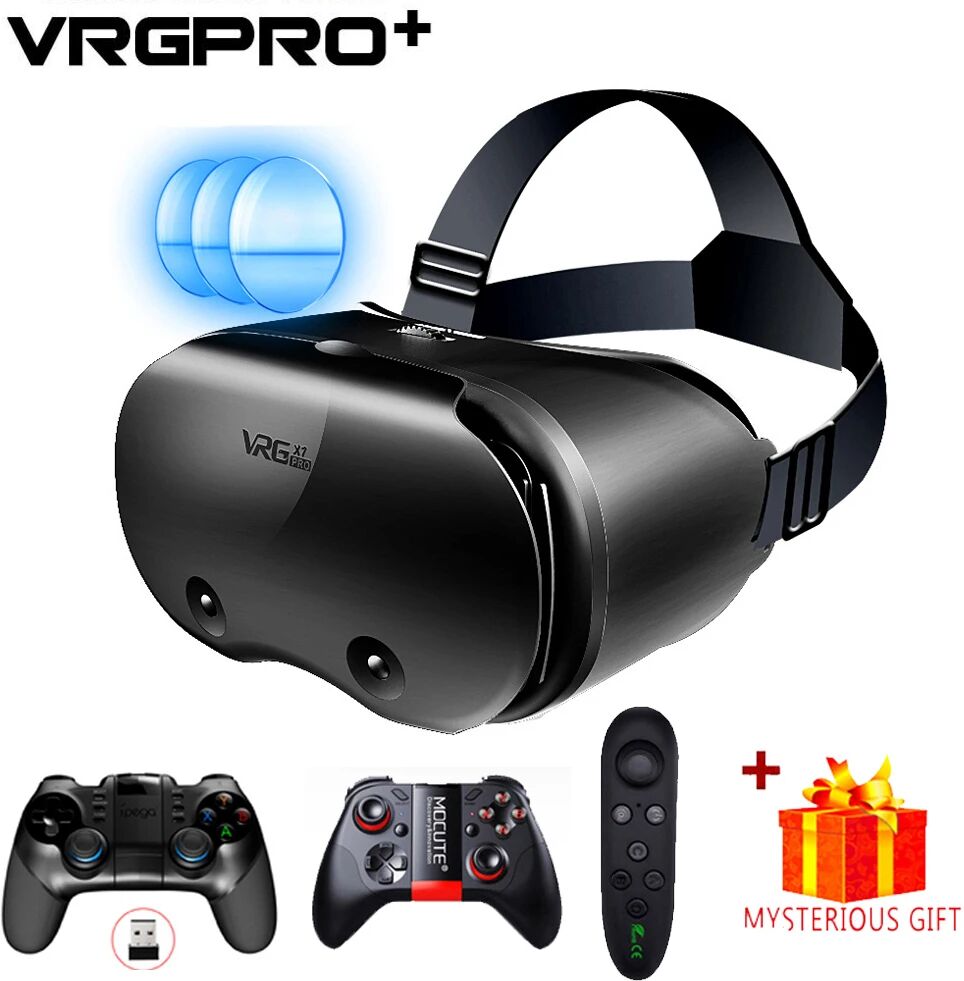 AyeBeau 3D Virtual Reality VR-Brille für iPhone, Android, Smartphone, Handy, Helm, Headset, mit echten Linsen, Schutzbrillen