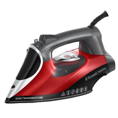 RUSSELL HOBBS Dampfbügeleisen "One Temperature 25090-56", schwarz (schwarz, rot), B:11,8cm H:16,7cm T:32,2cm, Bügeleisen, Dampfbügeleisen