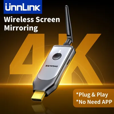 Unnlink 4K Wireless Display Dongle, HDMI-Empfänger für die Spiegelung des Telefonbildschirms, Telefon zu TV, 4K TV Cast