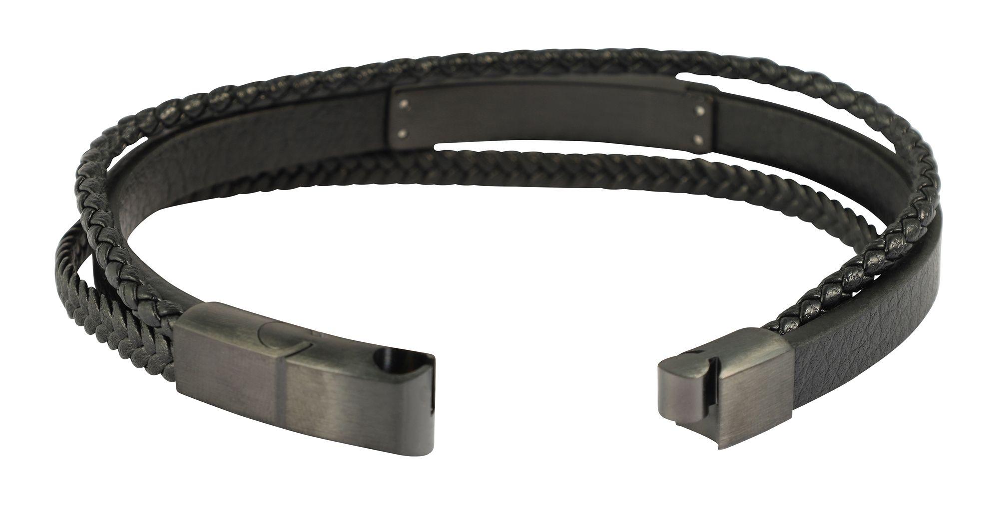 Armband ADELIA´S "Herren Armband – Lederarmband aus Leder 19 cm", schwarz, Armbänder, Herren, 19cm, Leder, Armband, Eine schöne Geschenkidee für jeden Anlass