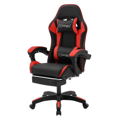 ML-Design Gaming Stuhl Rot, Kunstleder, ergonomisch, mit Fußstütze, Kopfstütze, Lendenkissen, verstellbarer Drehstuhl Bürostuhl
