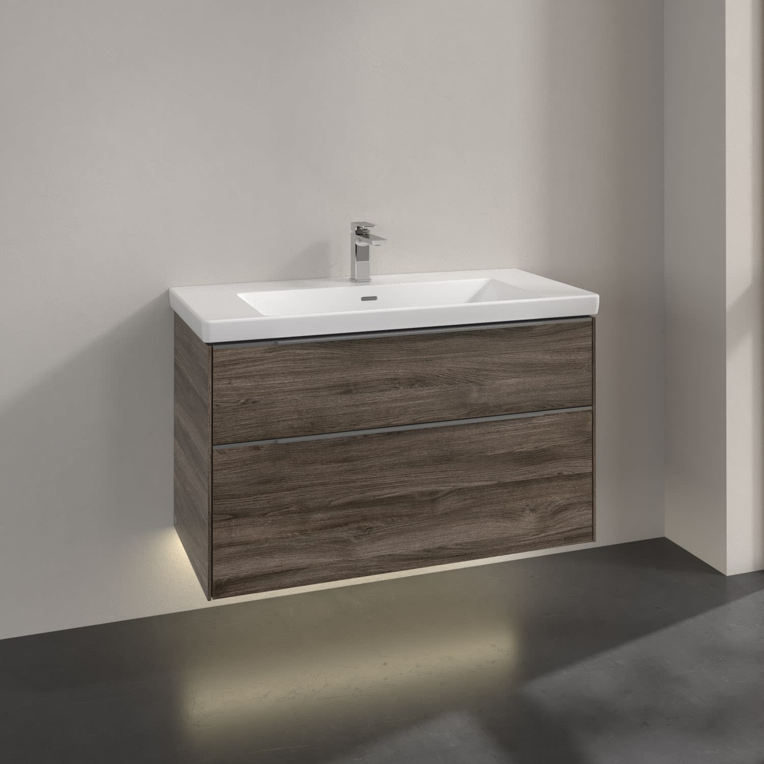 Villeroy & Boch Subway 3.0 Waschtischunterschrank 97,3 cm, 2 Auszüge, mit LED-Beleuchtung