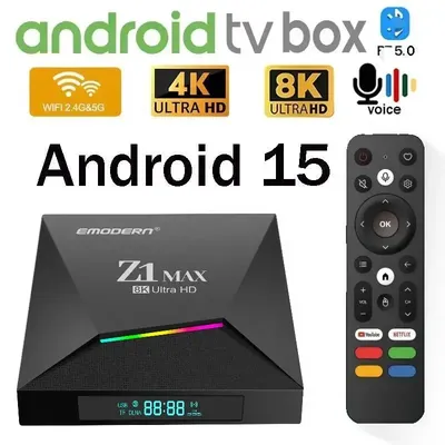 8K TV Box Android 15 Z1 Max 4G 5G Dual WiFi Media Player Unterstützung Allwinner H616 Quad Core BT 5.2 Sprachfernbedienung IPTV