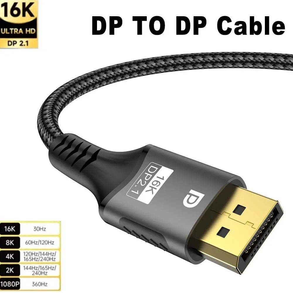 FDBRO Displayport 2.1 16K DP Kabel 8K@120Hz/60Hz 4K@240Hz 80Gbps HDR Video Audio Kabel für Laptop Xbox Projektor Gaming Monitor