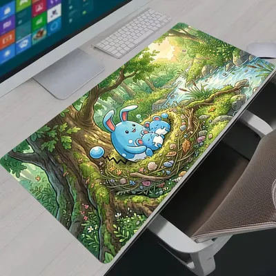 Mauspad Azumarill Computer Laptop Anime Tastaturunterlage Groß XXL P-Pokemon Mousepad Gaming PC Zubehör Gamer Schreibtischunterlage