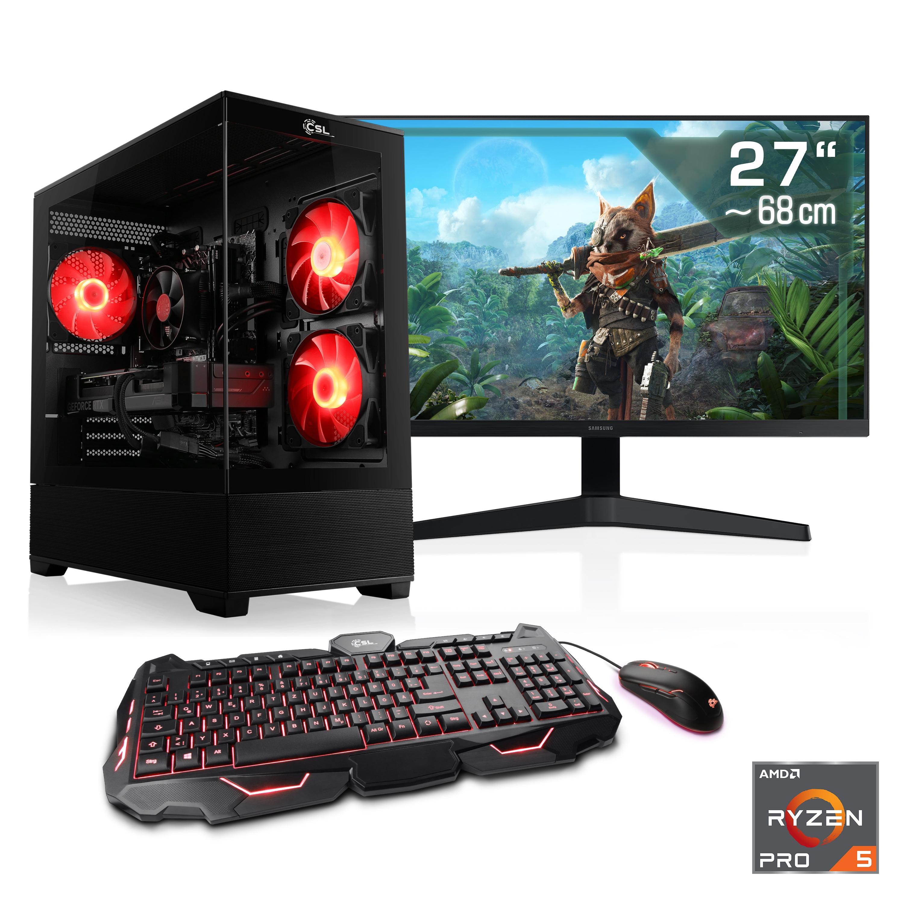 CSL Gaming-PC-Komplettsystem "AeroVision V24402", Energieeffizienz: E (A-G), schwarz, Microsoft Windows 11 Home (64 Bit), 32 GB RAM 1.000 GB SSD, Computer_Komplettsysteme