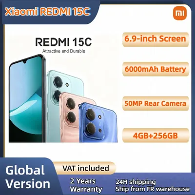 Xiaomi Redmi 15C Globale Version HyperOS 2 System 6,9 Zoll MediaTek Helio G81-Ultra 6000 mAh IP64 wasserdicht 120 Hz 50 MP Dual-Kamera