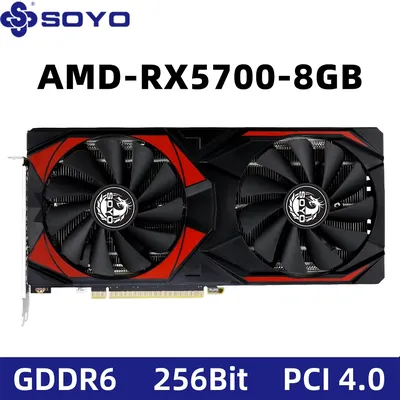 SOYO Neue AMD Radeon RX5700 8G Grafikkarten GDDR6 256Bit PCIE4.0x16 HDMI DP*3 für Desktop-GPU-Grafikkarte für Gaming-Computer