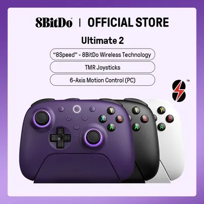 8BitDo Ultimate 2 Wireless Gaming Controller für PC und Android mit TMR-Joysticks, umschaltbaren Auslöser, Bewegungssteuerung, 8 Geschwindigkeiten