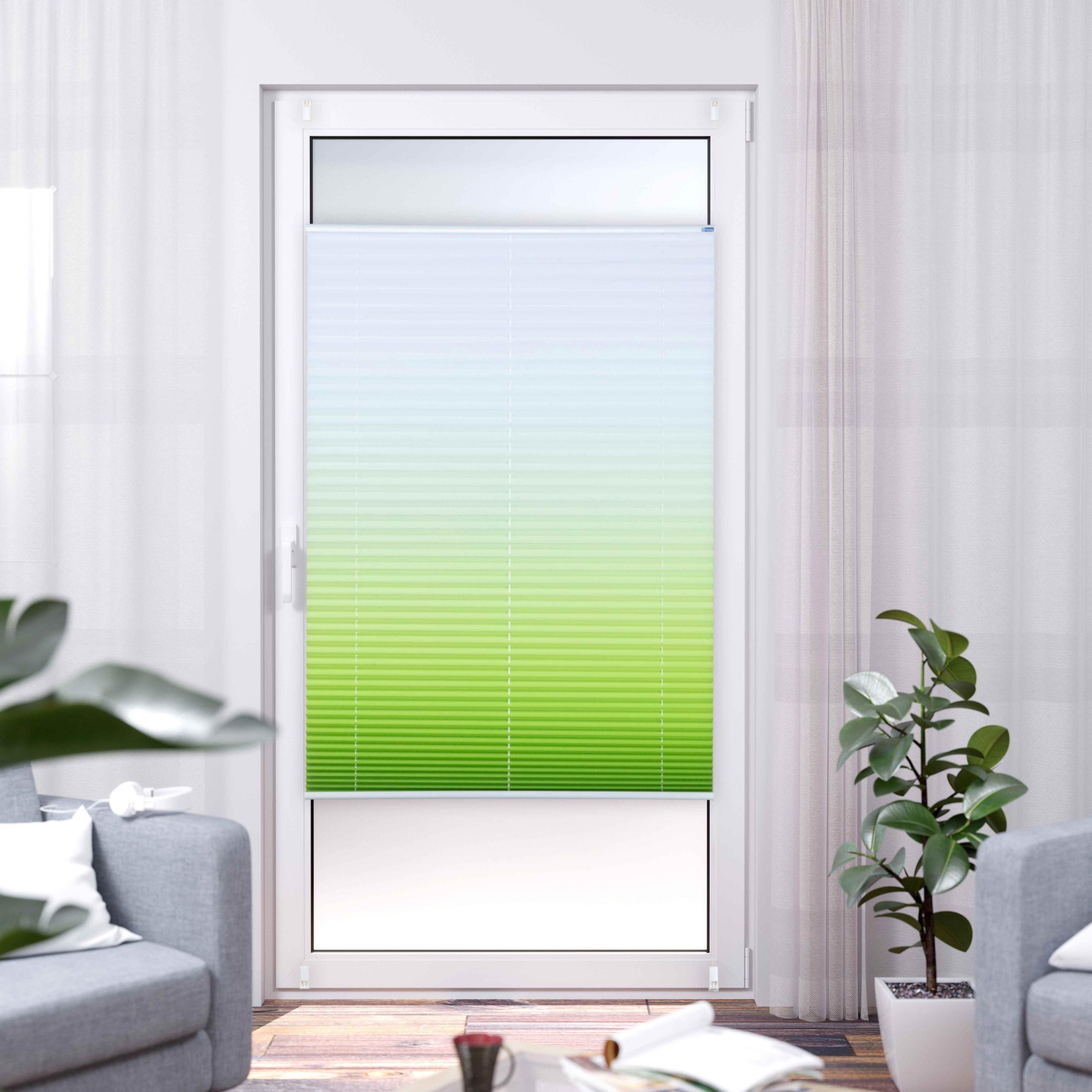 Plissee K-HOME "Farbverlauf Sunrise", grün, weiß, B:120cm H:130cm, Obermaterial: 100% Polyester, Plissees