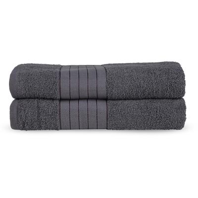 Badetuch GOOD MORNING "Uni Towels", grau (anthrazit), B:70cm L:140cm, Frottier, Obermaterial: 100% Baumwolle, Handtücher, Badetuch, Baumwolle, Walkfrottee, Bordüre, 500 GSM, Einfarbig, ohne Aufhängung
