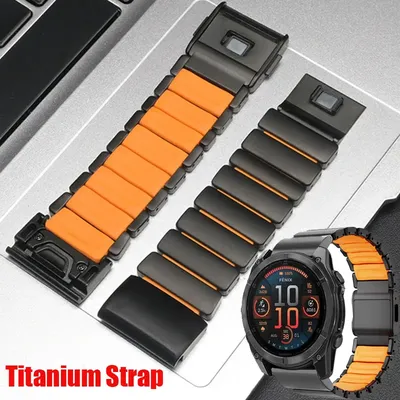 Quickfit 26mm 22mm Magnetverschluss Titan-Armband für Garmin Uhren Fenix 8 7 6 5 7X 6X 5X Descent Mik2 Enduro 3 2X Uhrenarmband