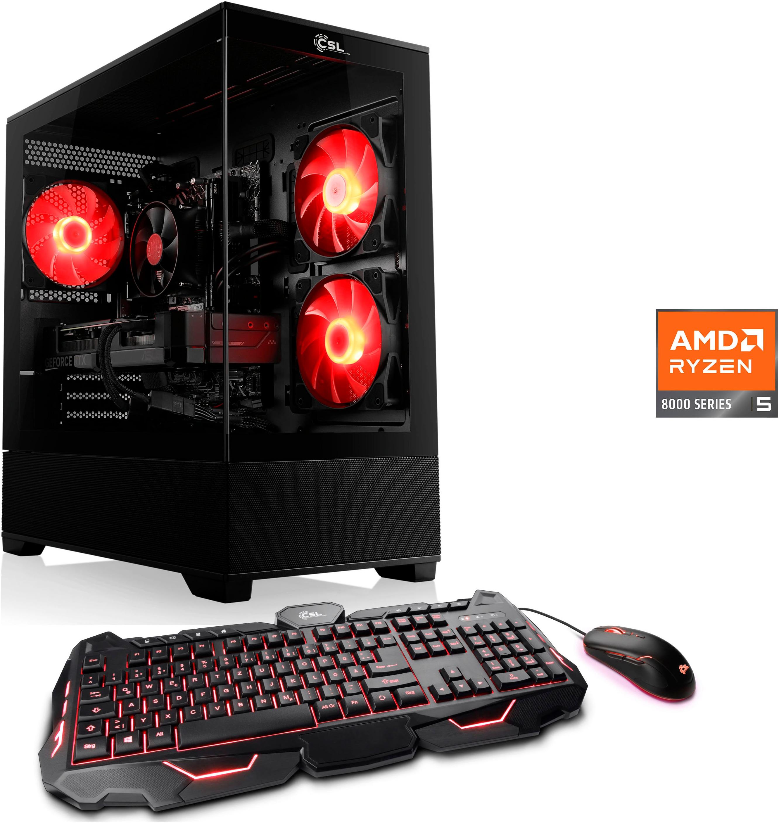 CSL Gaming-PC "AeroVision V24291", schwarz, Microsoft Windows 11 Home (64 Bit), 16 GB RAM 500 GB SSD, Desktop-PCs