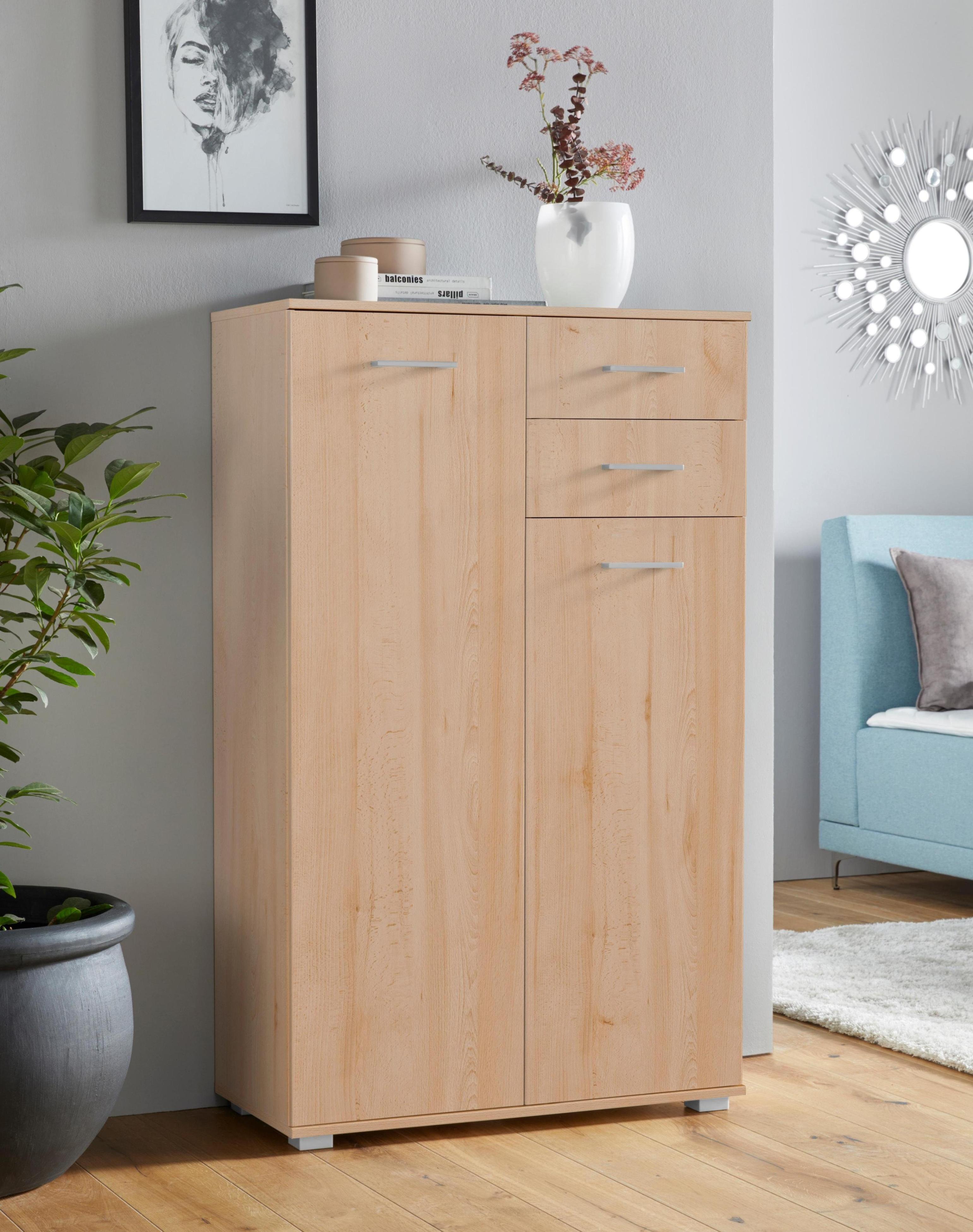 Kombikommode PRIESS, braun (edelbuchefarben), B:82cm H:135cm T:38cm, Holzwerkstoff, Sideboards, Kombikommode