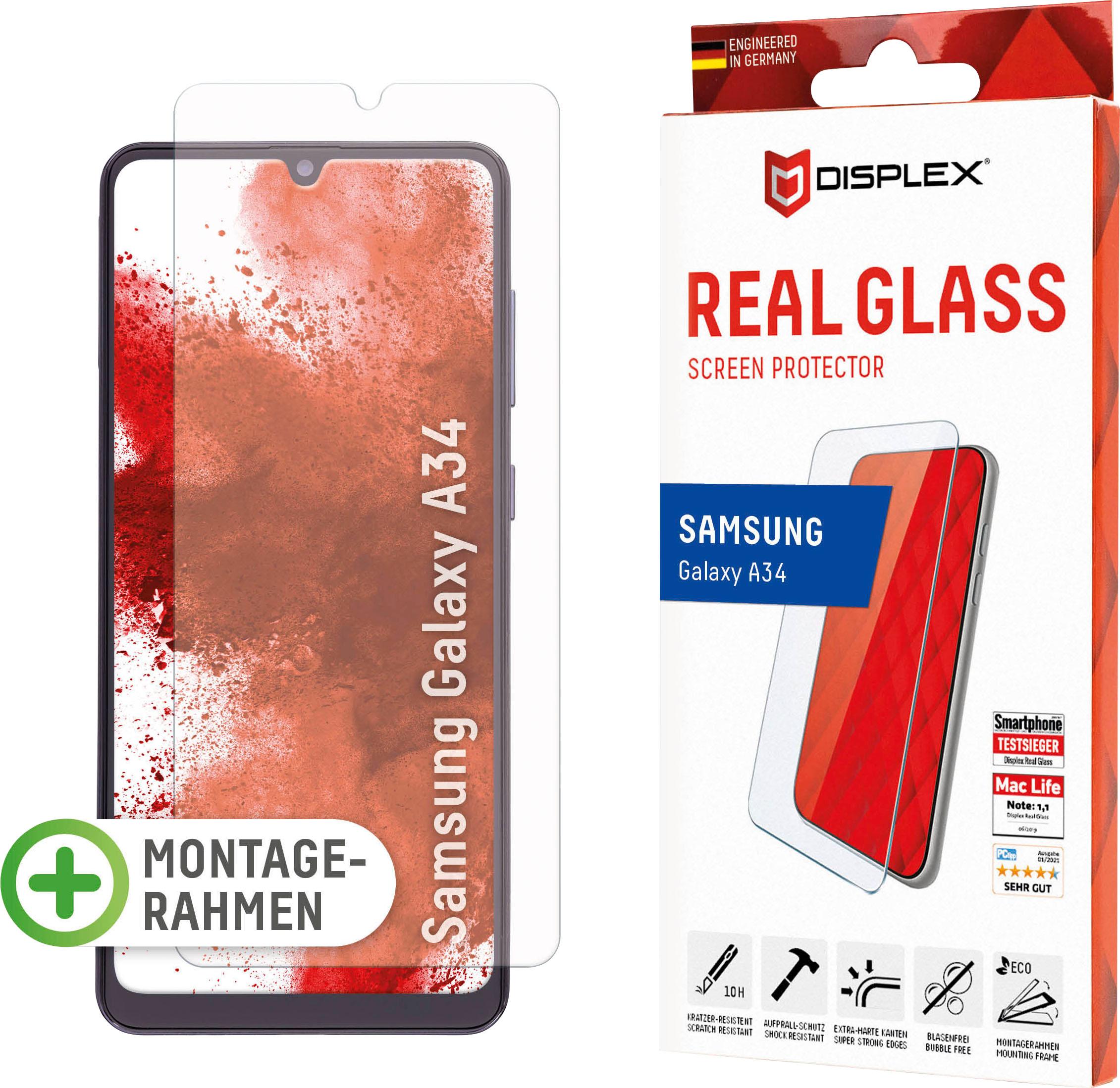 DISPLEX Displayschutzfolie "Real Glass Samsung Galaxy A34 5G", transparent, B:10cm H:3cm T:25mm, Displayfolien