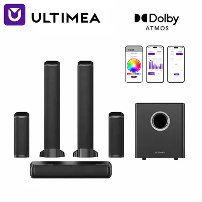 ULTIMEA 470W 9.1-Kanal Dolby Atmos Abnehmbare Soundbar mit Subwoofer & Surround-Lautsprechern, Surround-Sound-System für TV, RGB-Beleuchtung