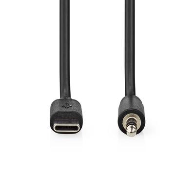 Nedis USB-C Adapter - USB 2.0 - USB-C Stecker - 3.5 mm Stecker - 1.00 m - Rund - Vernickelt - PVC - Schwarz - Box