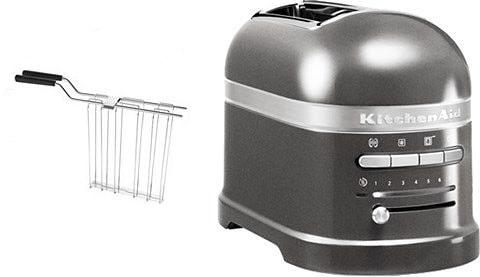 KITCHENAID Toaster "Artisan 5KMT2204EMS MEDALLION-SILBER", silber (medallion, silber), B:18cm H:22,5cm T:33cm, Toaster, mit Sandwichzange