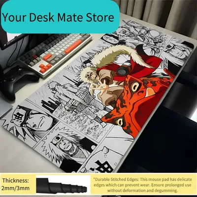 Mauspad Gamer Anti-Rutsch Anime N-Naruto Jiraiya Schreibtischunterlage Gaming PC Zubehör Tablet-Pad Großes Mauspad Erweiterte Tastaturmatte