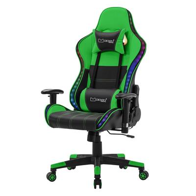 ML-Design Gamingstuhl mit RGB Beleuchtung & Bluetoothboxen Schwarz/Grün aus Kunstleder