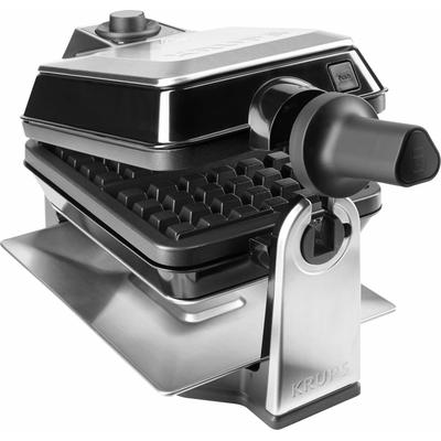 KRUPS Waffeleisen "Professional, für 2 dicke Waffeln, spülmaschinengeeignete Platten", schwarz (edelstahlfarben, schwarz), B:20cm H:22cm T:43cm, Waffeleisen, 7 Bräunungsstufen und Vorheizfunkion, drehbar, Auffangschale, FDD95D